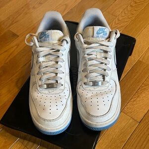 Nike Air Force 1 White and Blue Sneakers